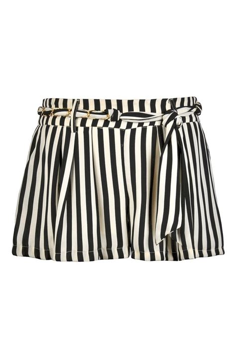 Ivory Striped canvas shorts 